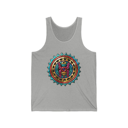 Tribal Gear Tank Top — Colorful Aztec Medallion & Crossed Arrows Graphic
