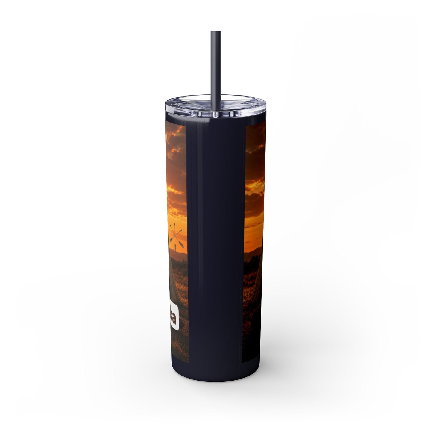 Ponca Sunset Teepee Skinny Tumbler — 20oz Insulated Straw Cup