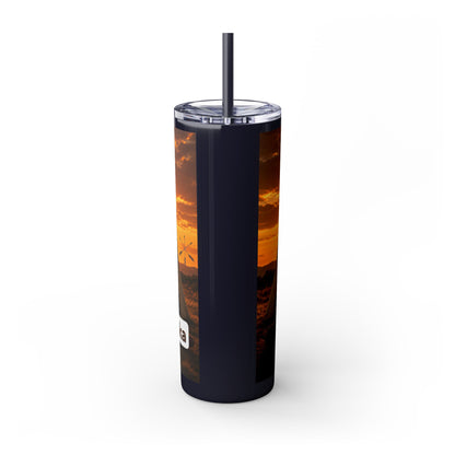Ponca Sunset Teepee Skinny Tumbler — 20oz Insulated Straw Cup