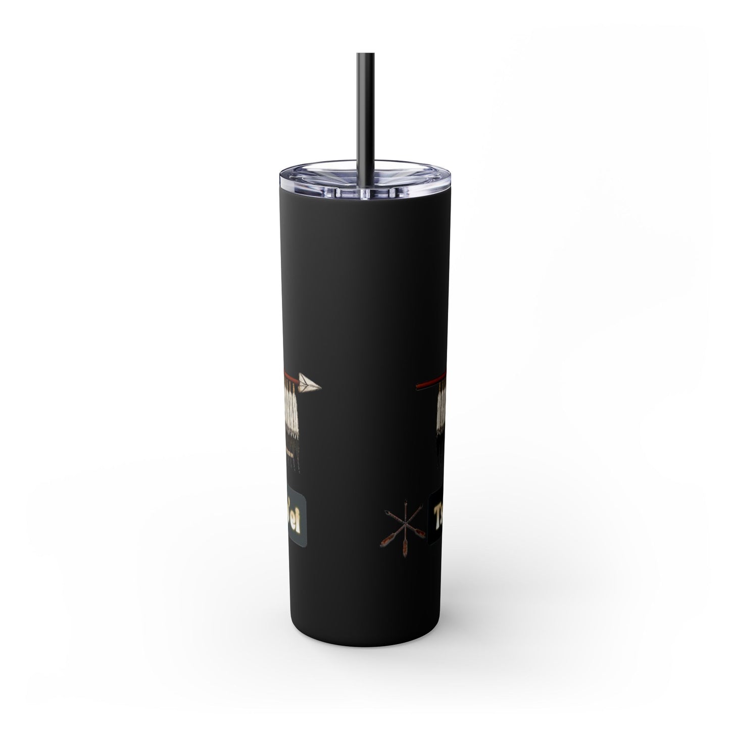 Cheyenne Arapaho 20oz Skinny Tumbler — Native American Shield & Arrows Design (Tsistsistas - Hinono'eitiit)