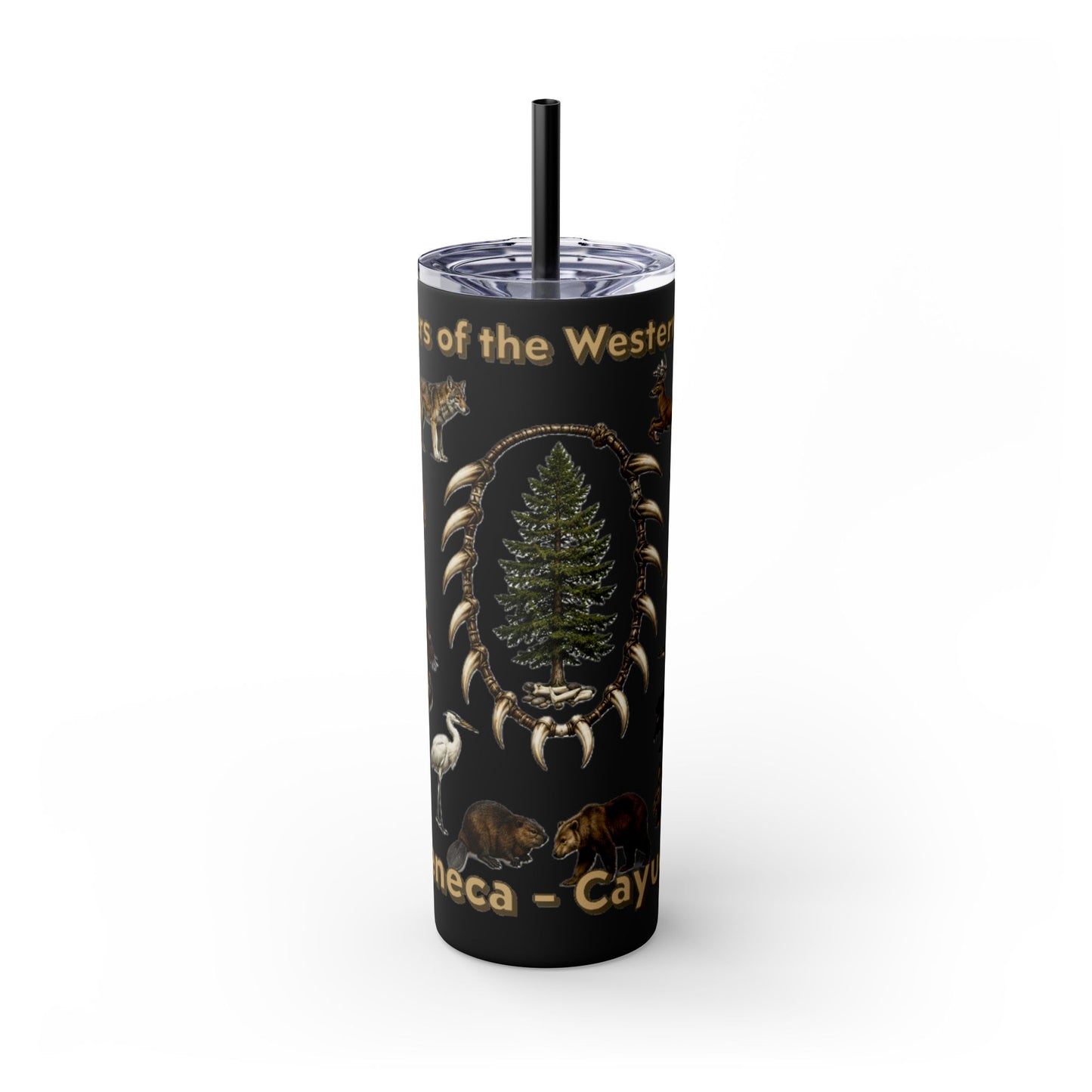 Seneca Cayuga Skinny Tumbler with Straw, 20oz
