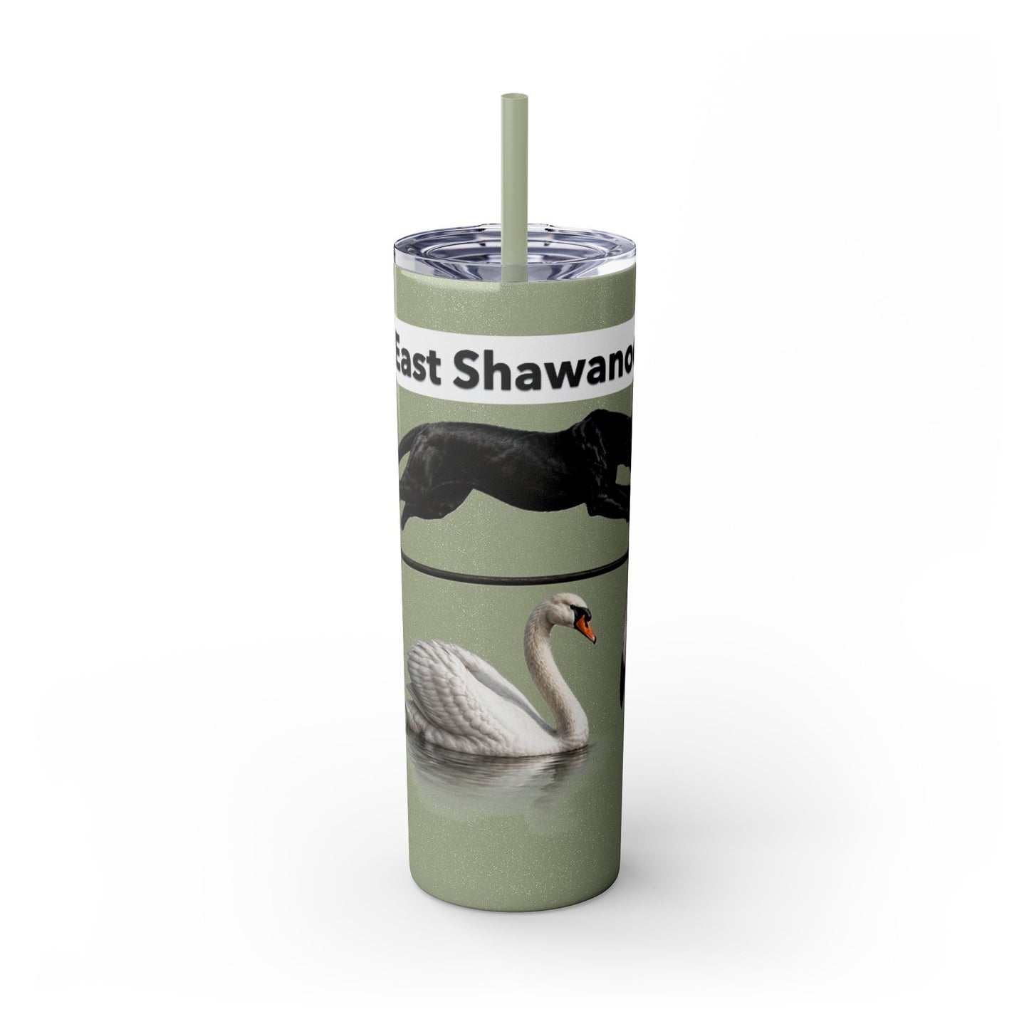 Shawnee East Skinny 20oz Tumbler with Straw — East Shawano River Swan & Otter Design