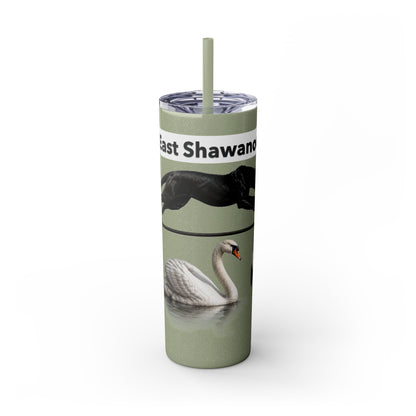 Shawnee East Skinny 20oz Tumbler with Straw — East Shawano River Swan & Otter Design