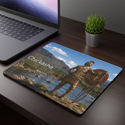 Chickasha Native Warrior Rectangular Mouse Pad — Scenic River Desktop Mousepad
