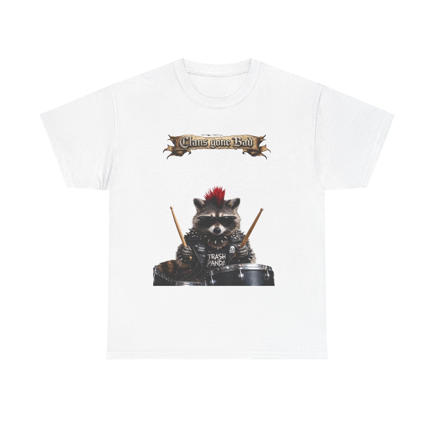 ClansDrummer Raccoon Graphic Tee — "Chaos Goes Brrr" Cute Punk Rock T-Shirt