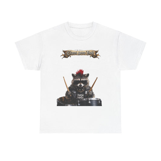 ClansDrummer Raccoon Graphic Tee — "Chaos Goes Brrr" Cute Punk Rock T-Shirt