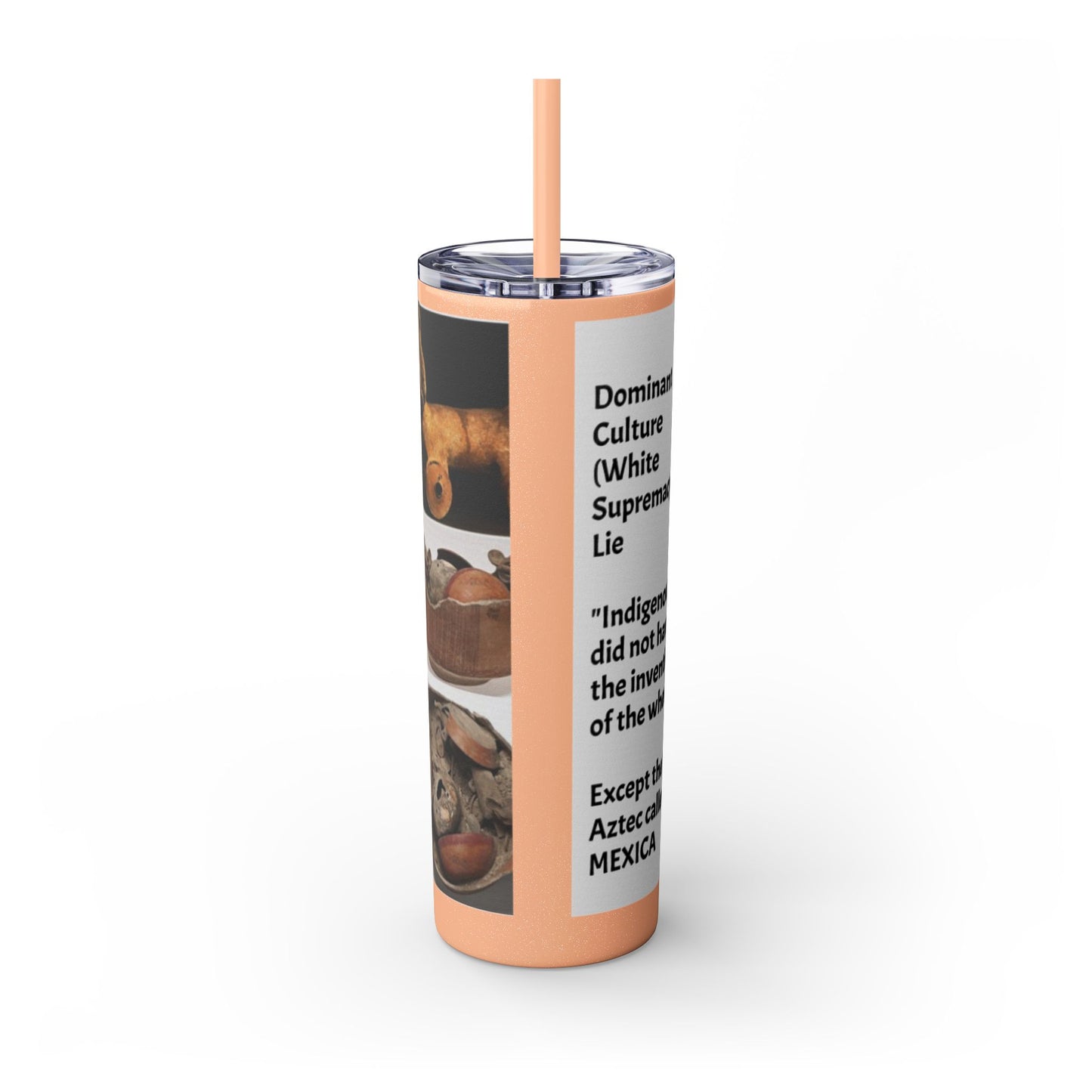 Aztec 20oz Skinny Tumbler - Educational Indigenous Artifacts Design
