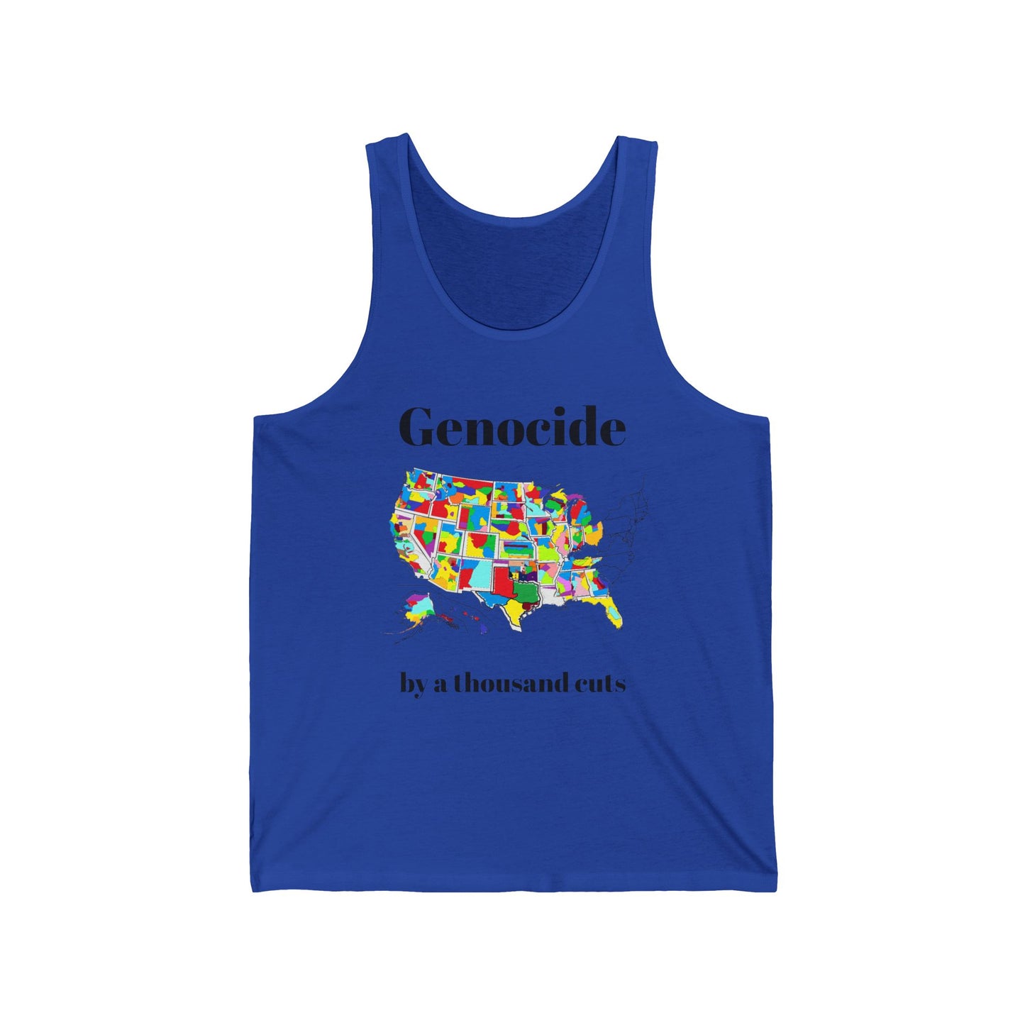 Genocide by a Thousand Cuts USA Map Tank Top — Political Statement Graphic Tank