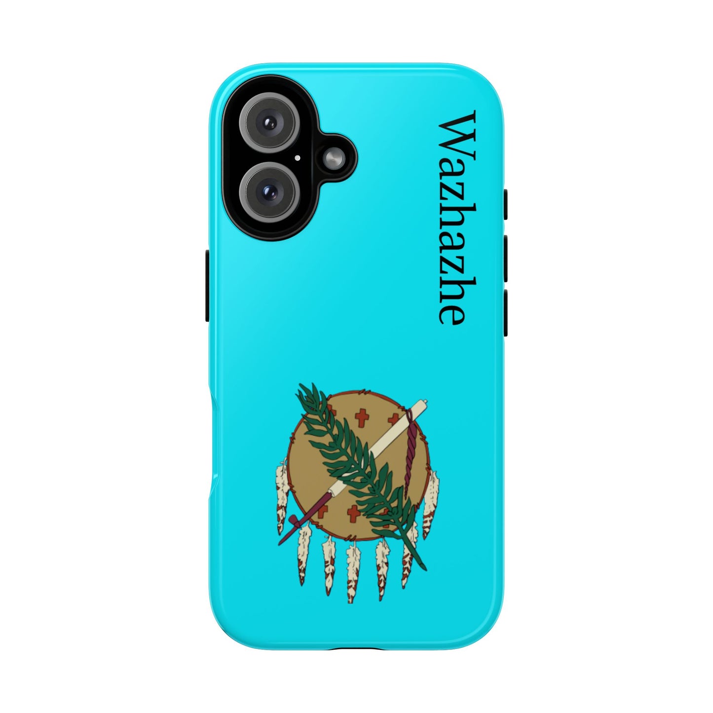 Osage Phone Case — Wazhahze Tribal Shield Design (Native Feather & Tomahawk)