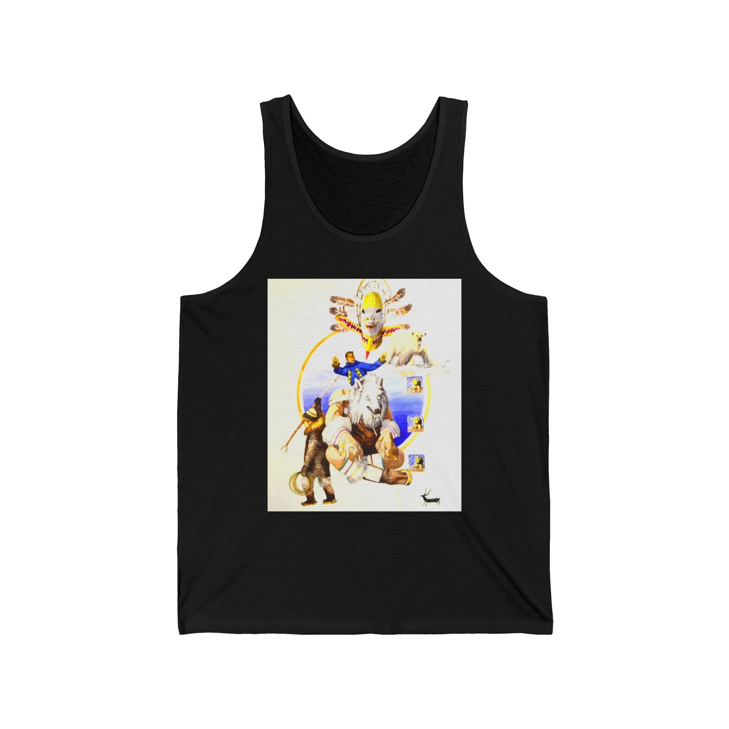 Inupiat/Yupik Wildlife Art Tank Top — Vintage Woodland Animal & Arrow Graphic