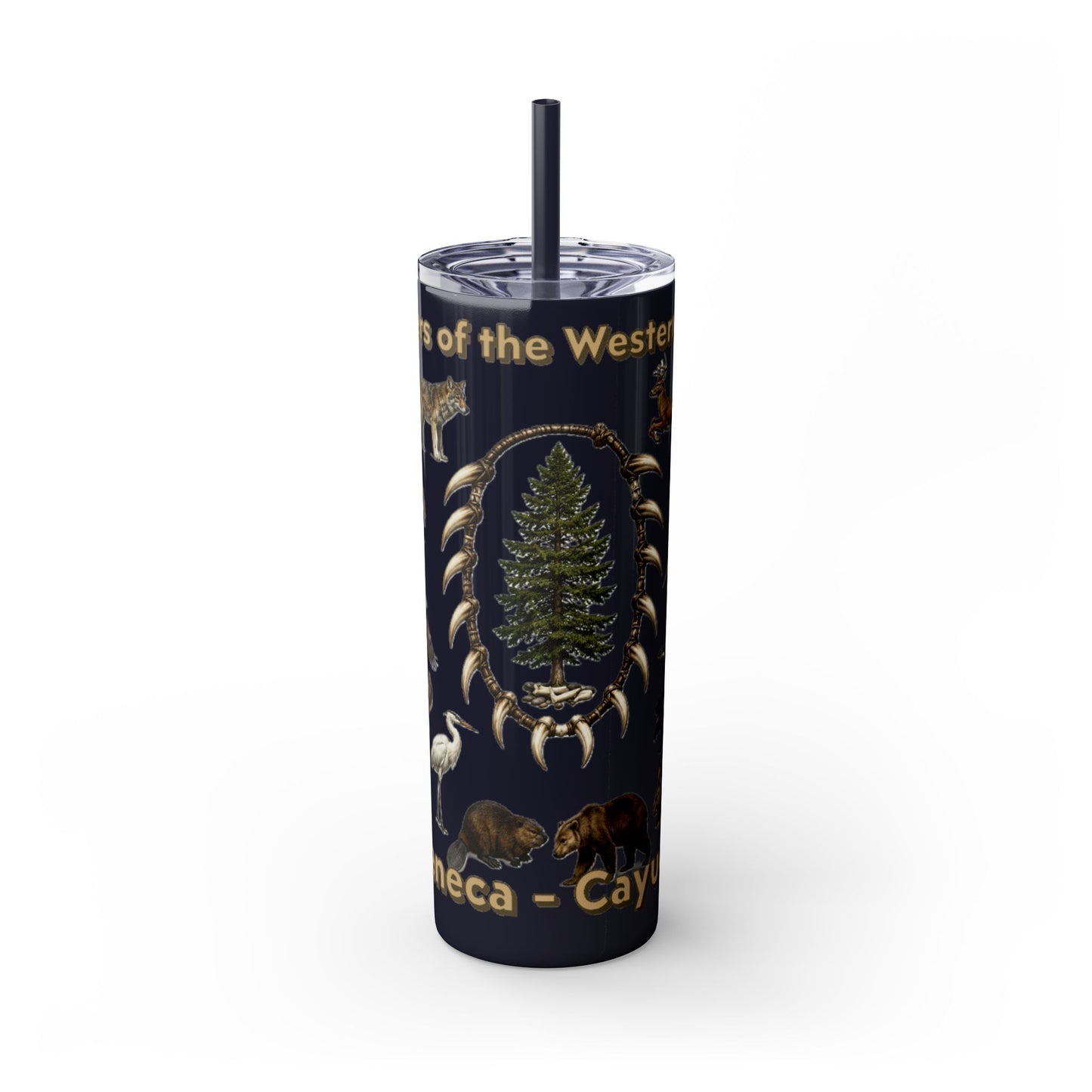Seneca Cayuga Skinny Tumbler with Straw, 20oz