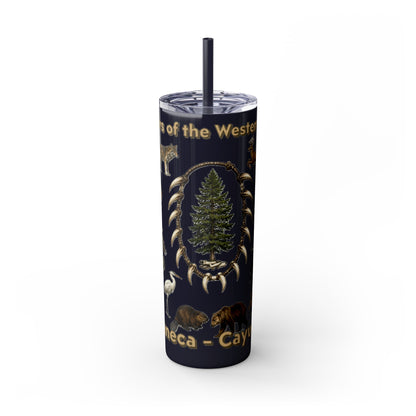 Seneca Cayuga Skinny Tumbler with Straw, 20oz