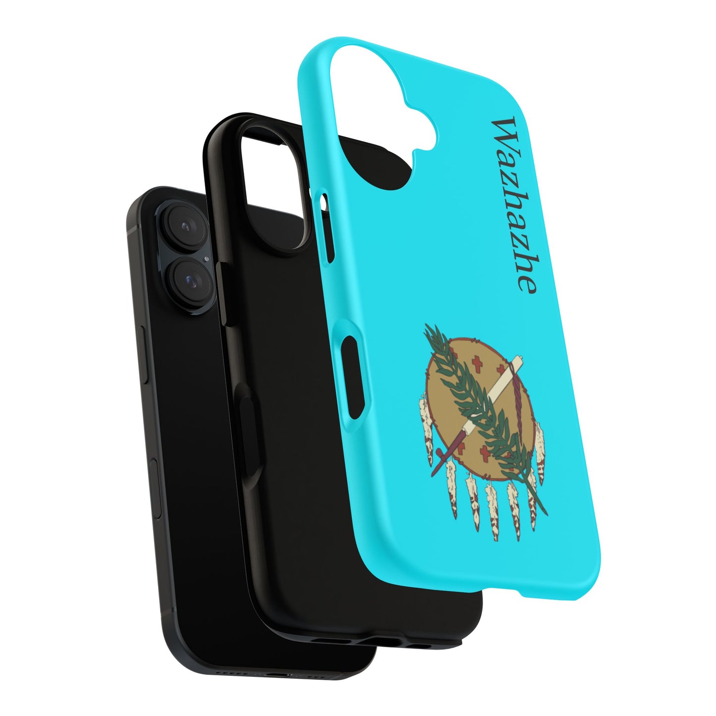 Osage Phone Case — Wazhahze Tribal Shield Design (Native Feather & Tomahawk)