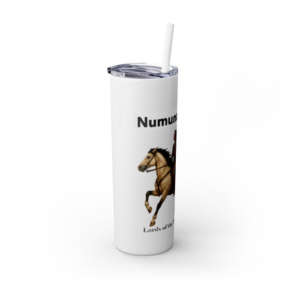 Comanche Numunah Warrior Horse 20oz Skinny Tumbler with Straw — Native American Inspired Travel Cup