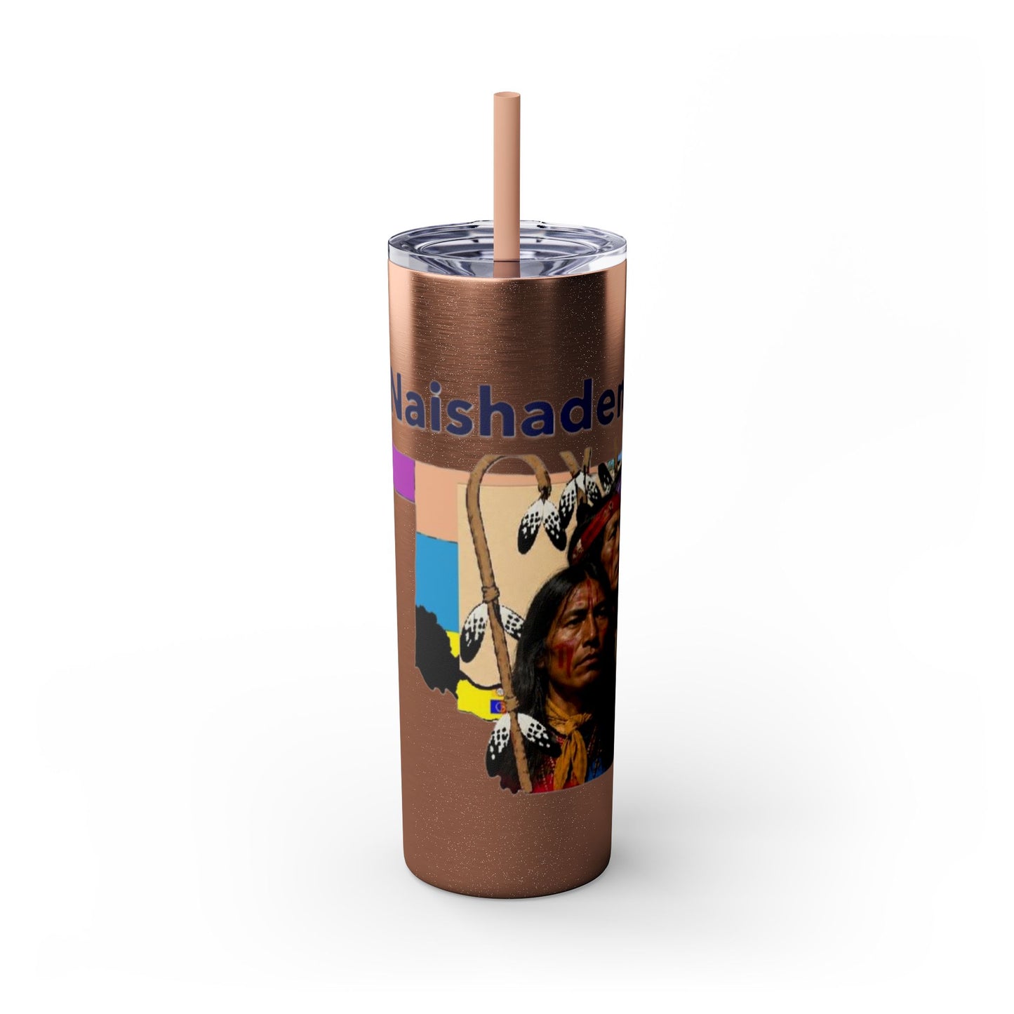 Apache 20oz Skinny Tumbler with Straw — Colorful Retro Design "Naishade"
