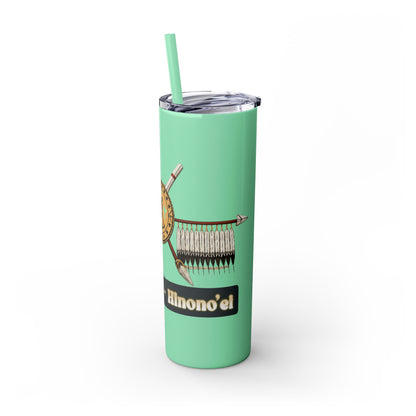 Cheyenne Arapaho 20oz Skinny Tumbler — Native American Shield & Arrows Design (Tsistsistas - Hinono'eitiit)