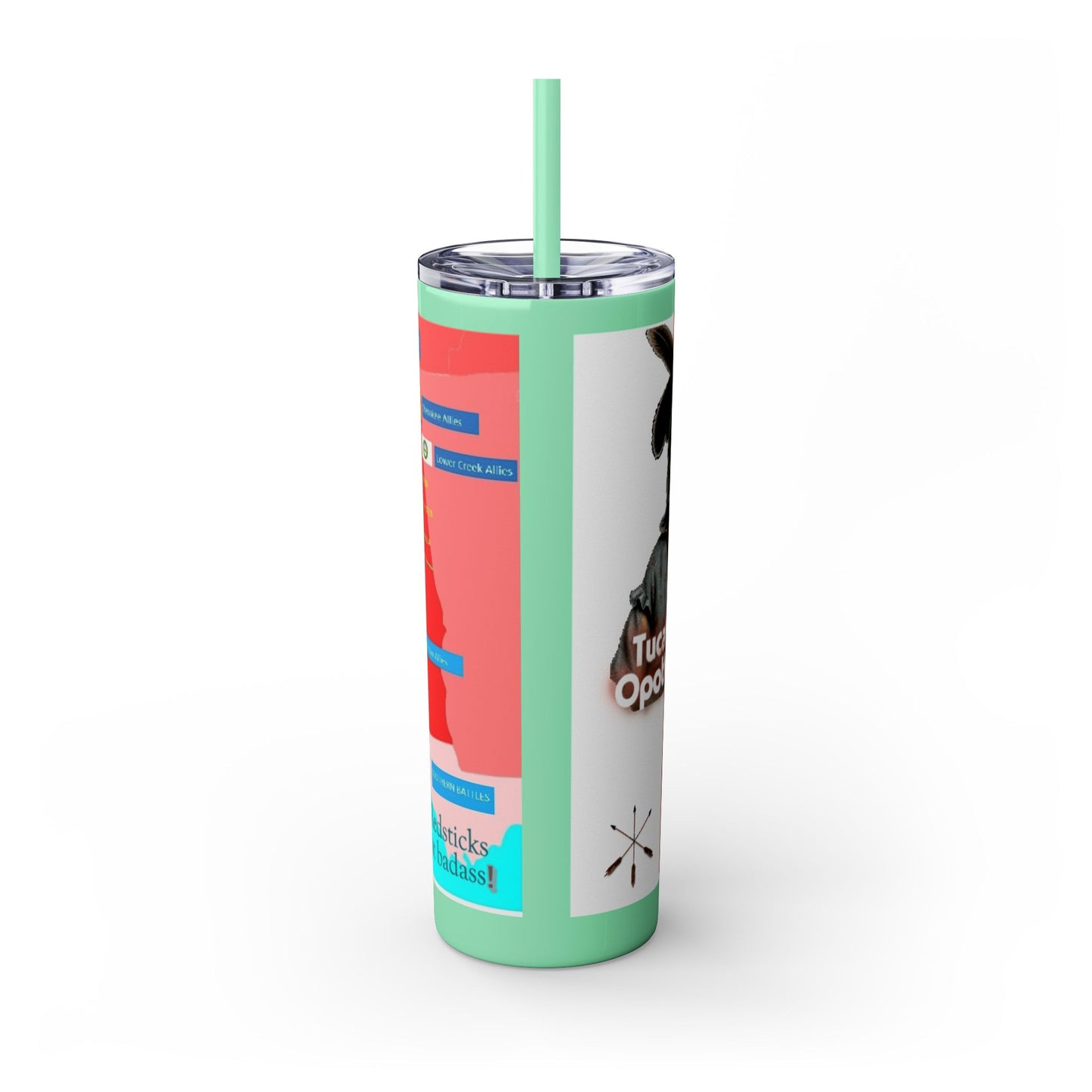 Opothleyahola Skinny Tumbler – Colorful Native American Portrait Design, 20oz Stainless Straw Cup