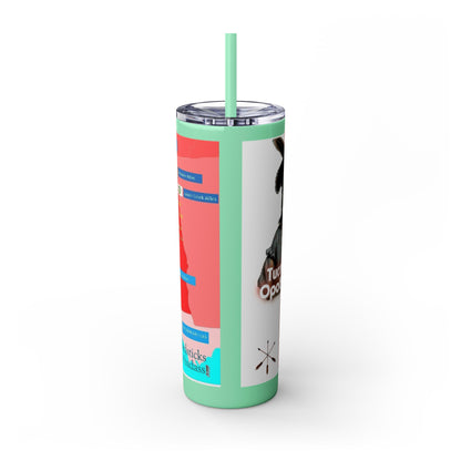 Opothleyahola Skinny Tumbler – Colorful Native American Portrait Design, 20oz Stainless Straw Cup
