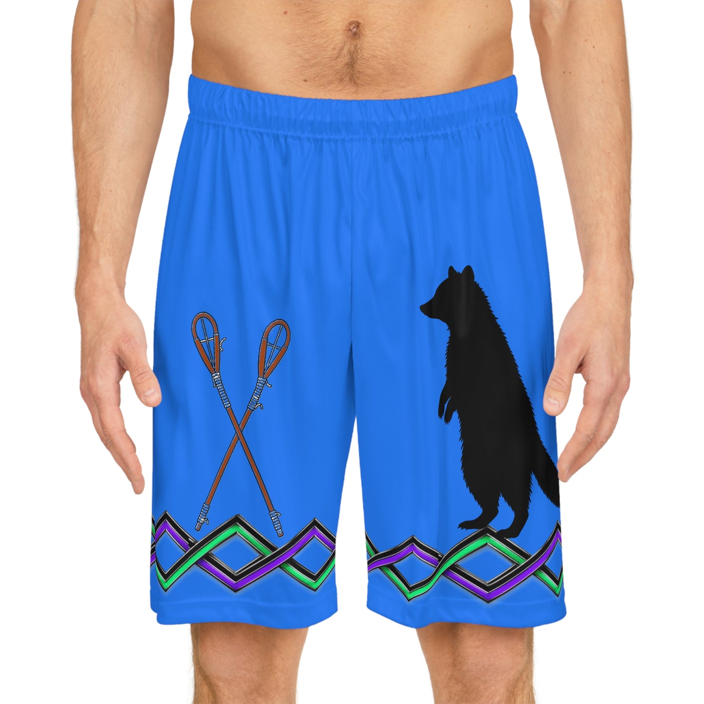 Raccoon Lacrosse Basketball Shorts — Blue AOP Athletic Shorts