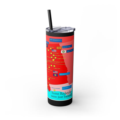 Opothleyahola Skinny Tumbler – Colorful Native American Portrait Design, 20oz Stainless Straw Cup