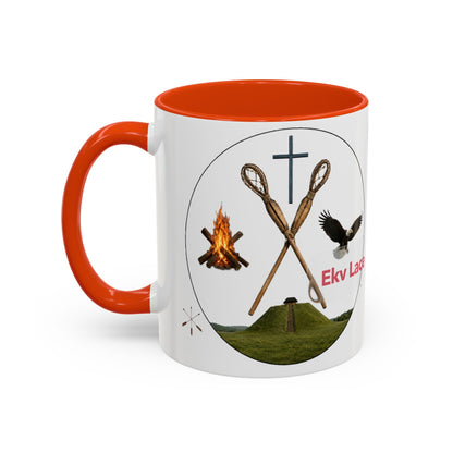 Kialegee Adventure Mug — 'Ekv Lace' Cross, Eagle & Campfire Ceramic Coffee Cup (11oz/15oz)