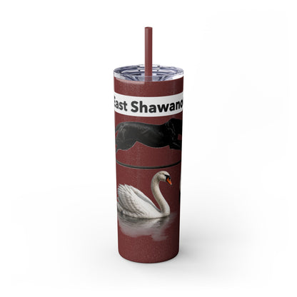 Shawnee East Skinny 20oz Tumbler with Straw — East Shawano River Swan & Otter Design