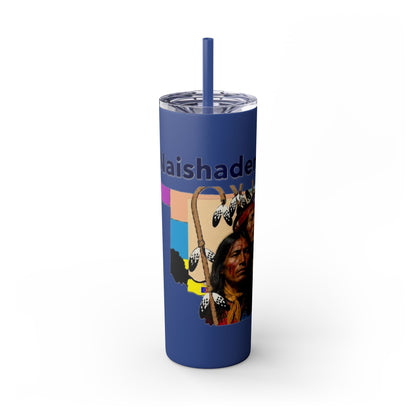 Apache 20oz Skinny Tumbler with Straw — Colorful Retro Design "Naishade"