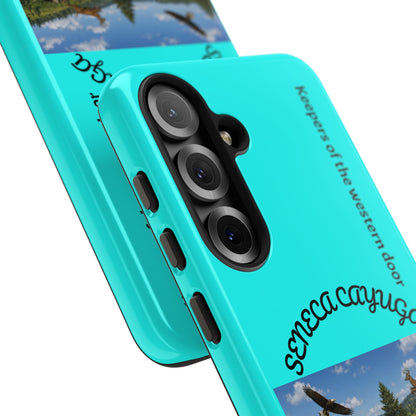 Seneca Cayuga Wildlife iPhone Case — "Keepers of the Western Door" Teal Protective Cover