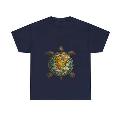 Turtle Globe Graphic Tee — "Turtle Is" Vintage Earth Turtle T-Shirt