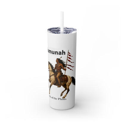 Comanche Numunah Warrior Horse 20oz Skinny Tumbler with Straw — Native American Inspired Travel Cup