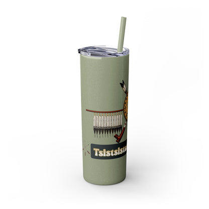 Cheyenne Arapaho 20oz Skinny Tumbler — Native American Shield & Arrows Design (Tsistsistas - Hinono'eitiit)