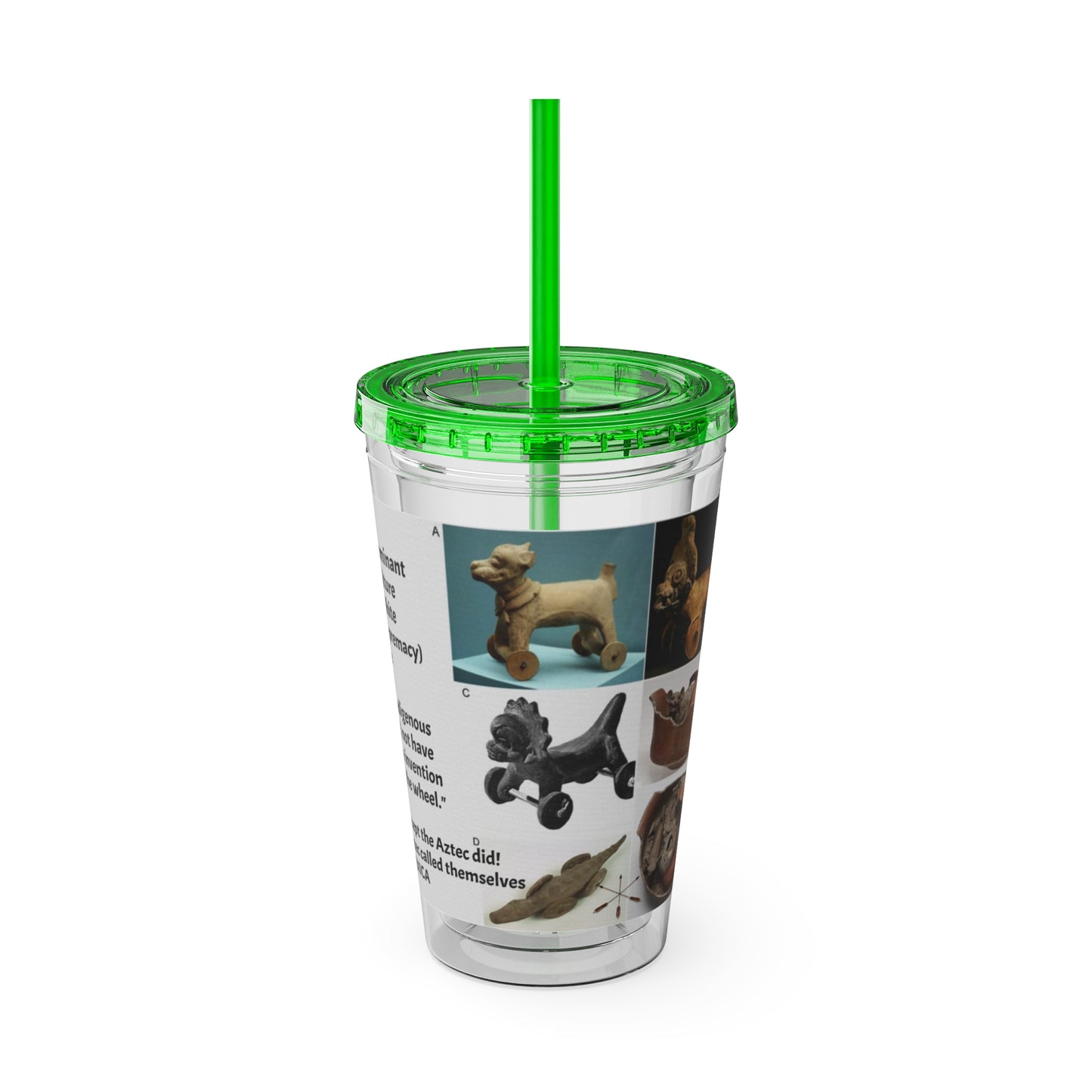 Aztec Sunsplash 16oz Insulated Straw Tumbler — Historical Artifact Illustration Design