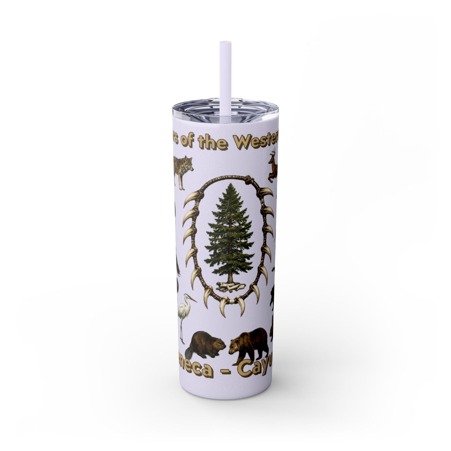 Seneca Cayuga Skinny Tumbler with Straw, 20oz