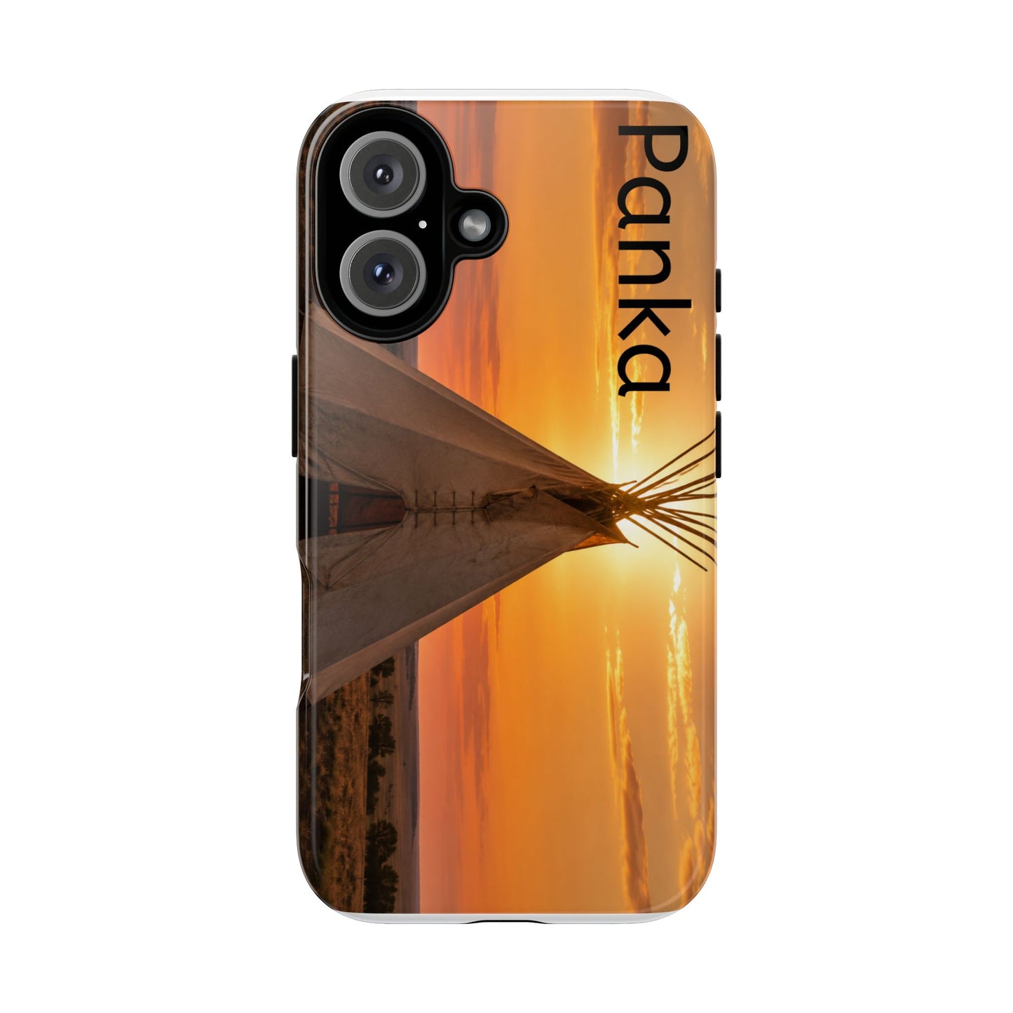 Ponca Sunset Tipi Phone Case — Personalized Native Teepee Landscape