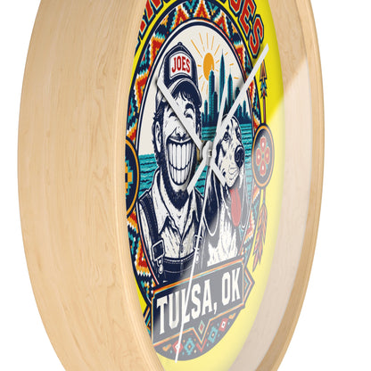 Anglo Joes Tulsa OK Decorative Wall Clock — Retro Cityscape Dog Logo