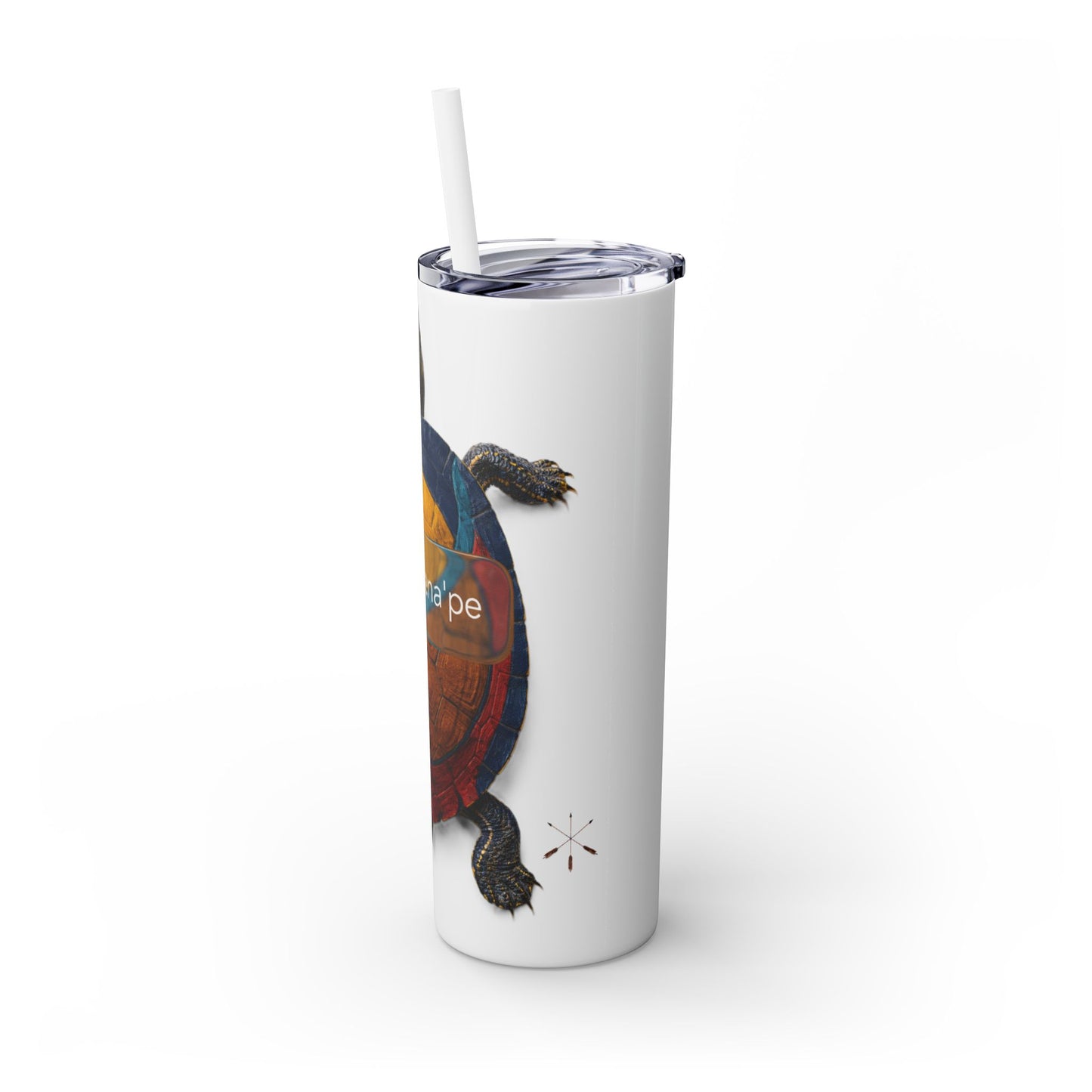 Delaware West Turtle Skinny Tumbler 20oz — Colorful Sea Turtle Travel Cup with Straw