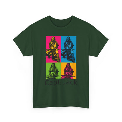 T-Shirt — Capt. Jack Pop-Art Portrait Tee with Arrow Back Print