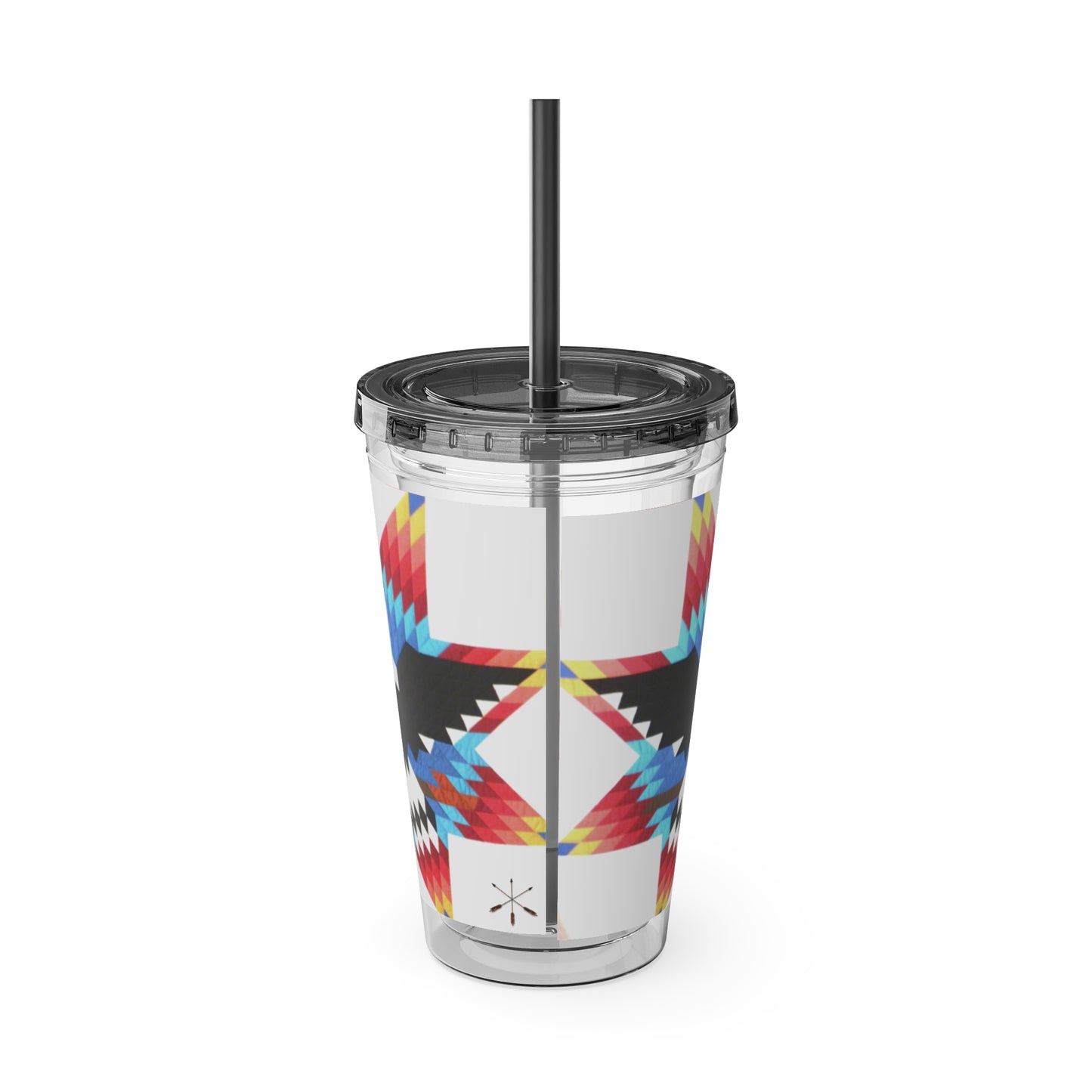 Onci 16oz Sunsplash Tumbler with Straw — Southwestern Eagle Pattern, Insulated Travel Cup