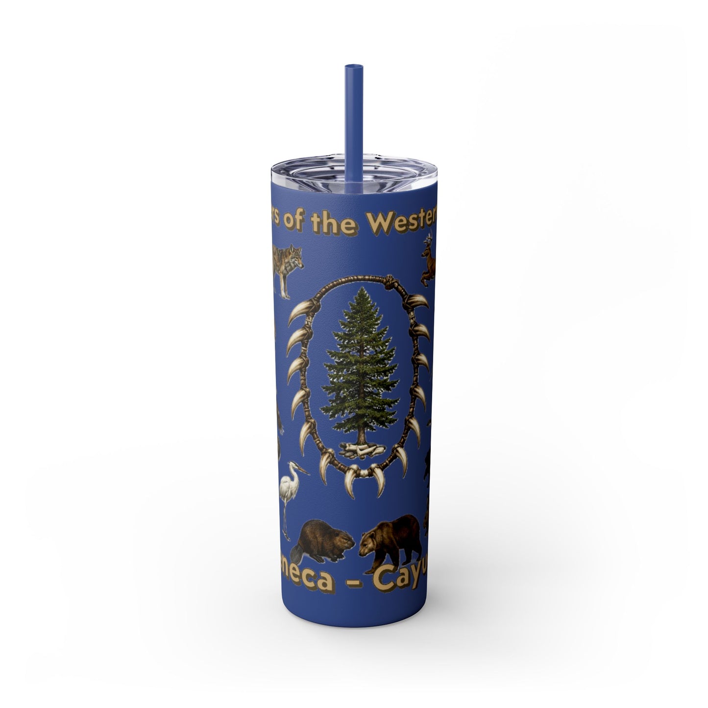 Seneca Cayuga Skinny Tumbler with Straw, 20oz