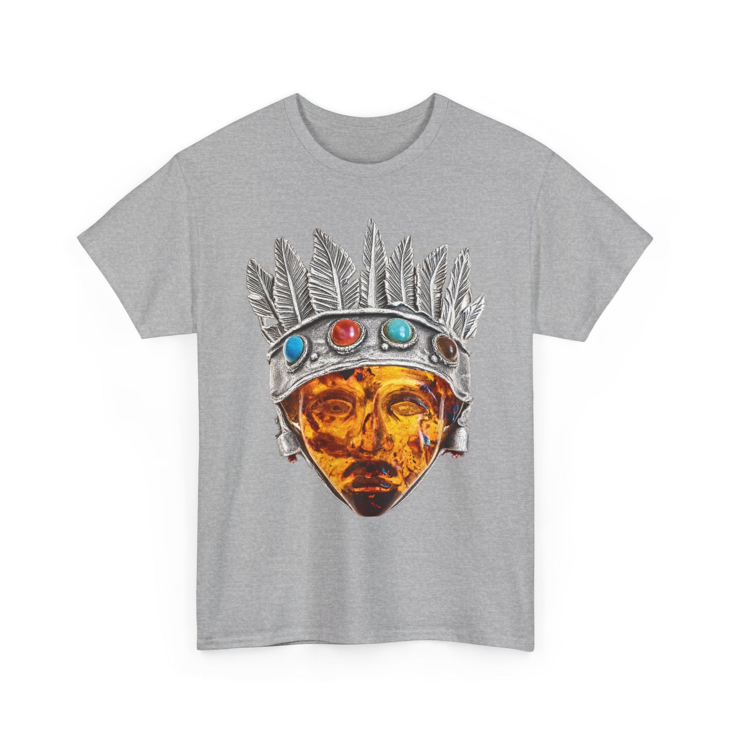 Tribal Crown Mask Tee — Vintage Gemstone Headdress Graphic T-Shirt