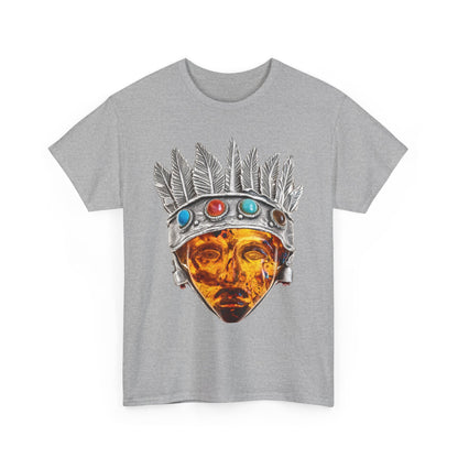 Tribal Crown Mask Tee — Vintage Gemstone Headdress Graphic T-Shirt