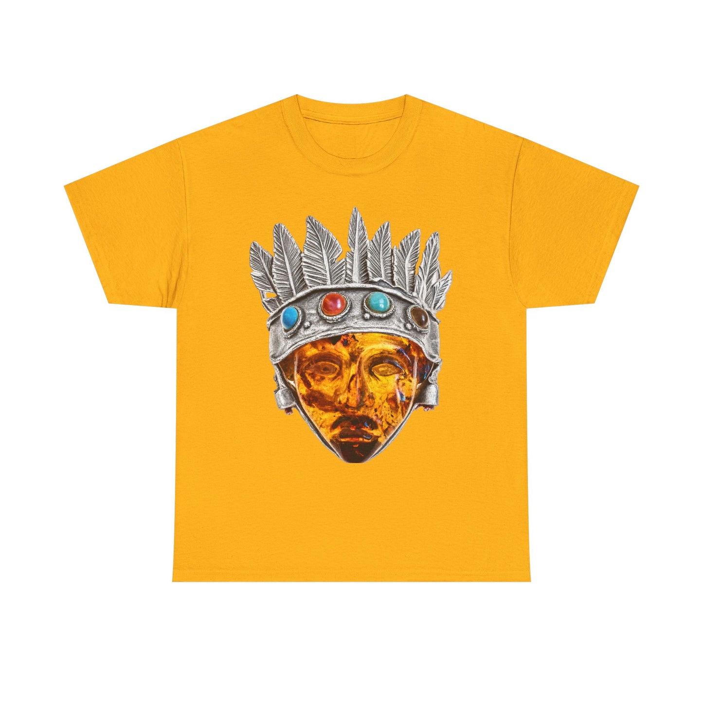 Tribal Crown Mask Tee — Vintage Gemstone Headdress Graphic T-Shirt