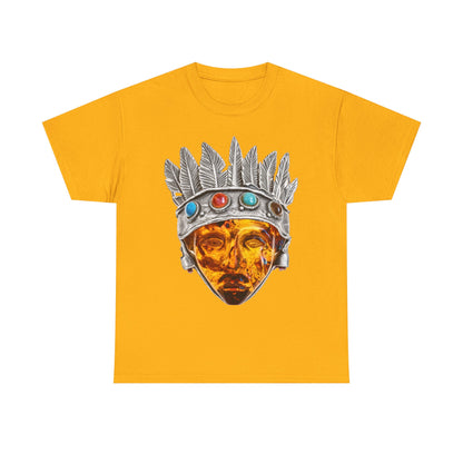 Tribal Crown Mask Tee — Vintage Gemstone Headdress Graphic T-Shirt