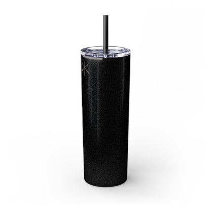 Delaware East Personalized 20oz Skinny Tumbler with Straw — Custom Name Tribal Crest Design