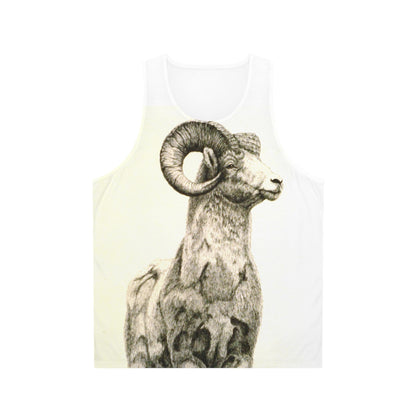 Bighorn Ram Illustration Tank Top — Vintage Mountain Ram Graphic Tank