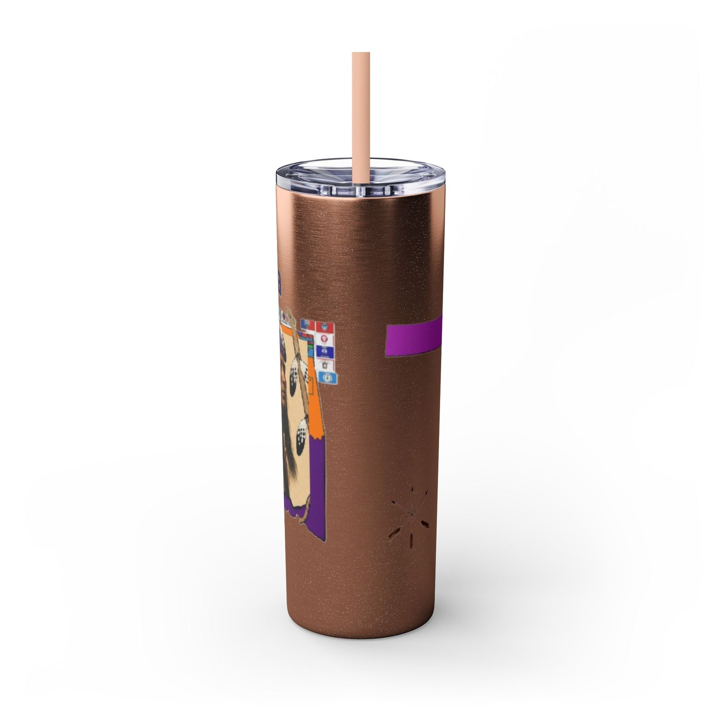 Apache 20oz Skinny Tumbler with Straw — Colorful Retro Design "Naishade"