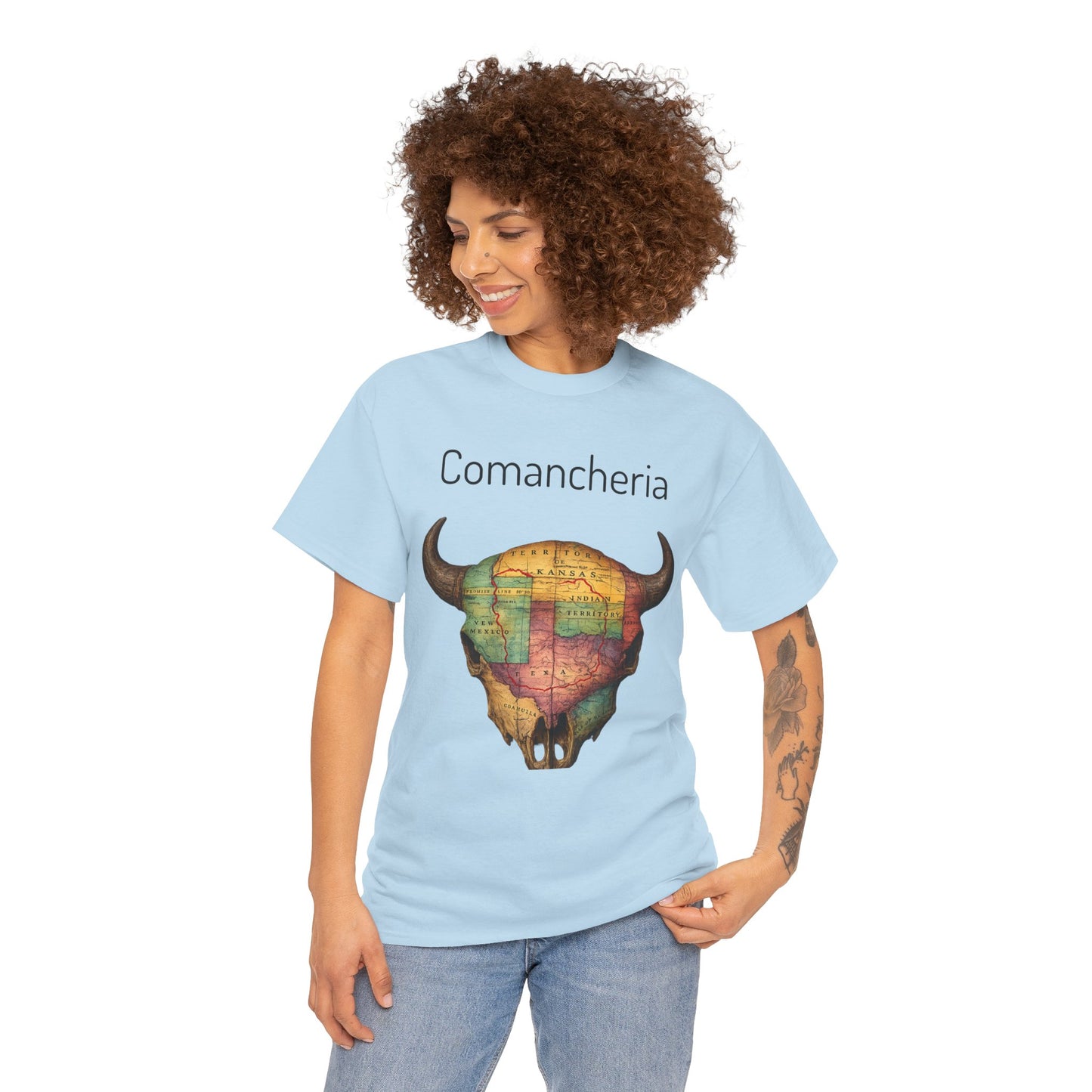 Comancheria Buffalo Skull T-Shirt — Western Map Graphic Tee