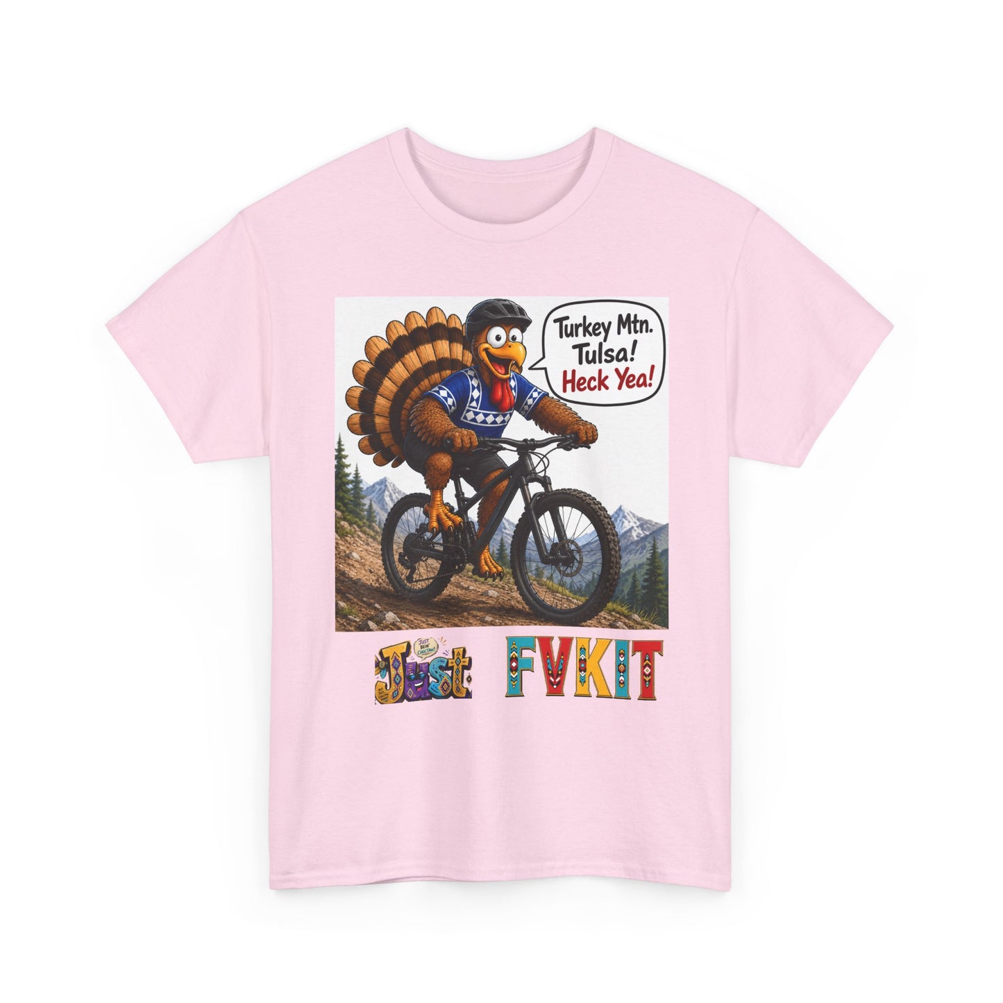 Turkey Mountain Biker Tee — 'Turkey Mtn Tulsa! Heck Yeah!' Graphic T-Shirt