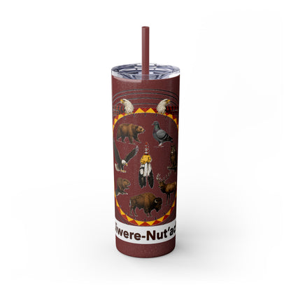 Otoe Missouria Native Animal Medicine Wheel 20oz Skinny Tumbler with Straw