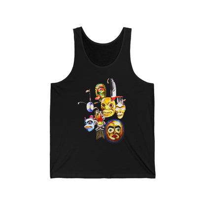 Native Mask & Arrow Tank Top — Tribal Mask Art Graphic Tank